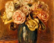 皮埃尔 奥古斯特 雷诺阿 : Roses in a Blue Vase